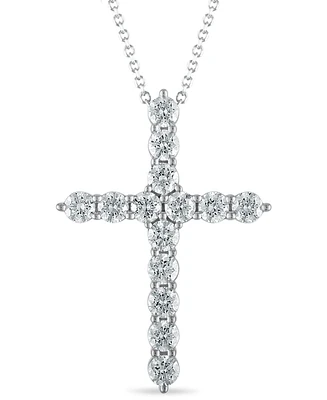Diamond 18" Cross Pendant Necklace (2 ct. t.w.) in 14k White Gold