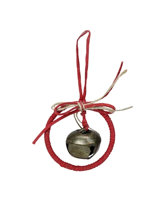 Northlight 5.5" Red Wreath with Bow and Jingle Bell Christmas Ornament