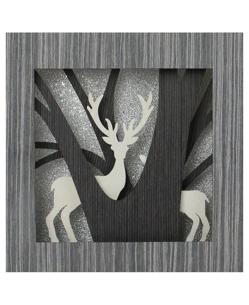 Northlight 12" Glittered Woodland Deer Silhouette Box Framed Christmas Table Decoration