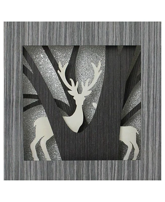 Northlight 12" Glittered Woodland Deer Silhouette Box Framed Christmas Table Decoration