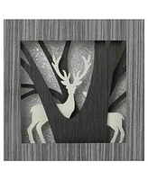 Northlight 12" Glittered Woodland Deer Silhouette Box Framed Christmas Table Decoration