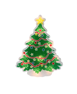Northlight 12.5" Lighted Holographic Christmas Tree Window Silhouette Decoration