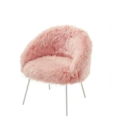 Inspired Home Ana Faux Fur Accent Chair with Metal Legs