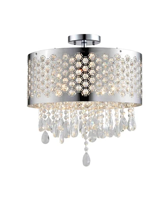 Artiva Usa Modern, Comtemporary Catalyn 4-Light Crystal Flush Mount Chandelier