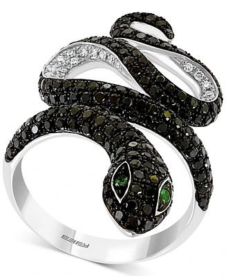 Effy Diamond (1-5/8 ct. t.w.) & Emerald Accent Snake Ring in 14k White Gold