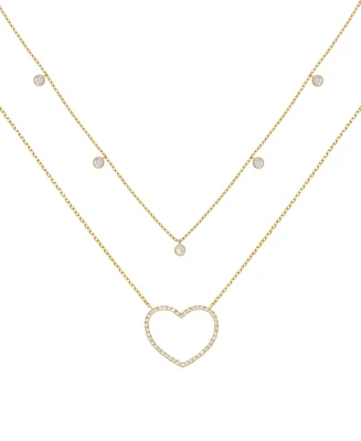 Ettika Crystal Heart Drop Layered Necklace, Set of 2