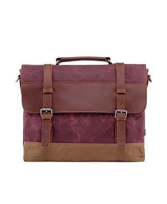 Tsd Brand Stone Creek Waxed Canvas Briefcase