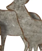 Glitzhome 13.19" L Galvanized Metal Reindeer Table Decor