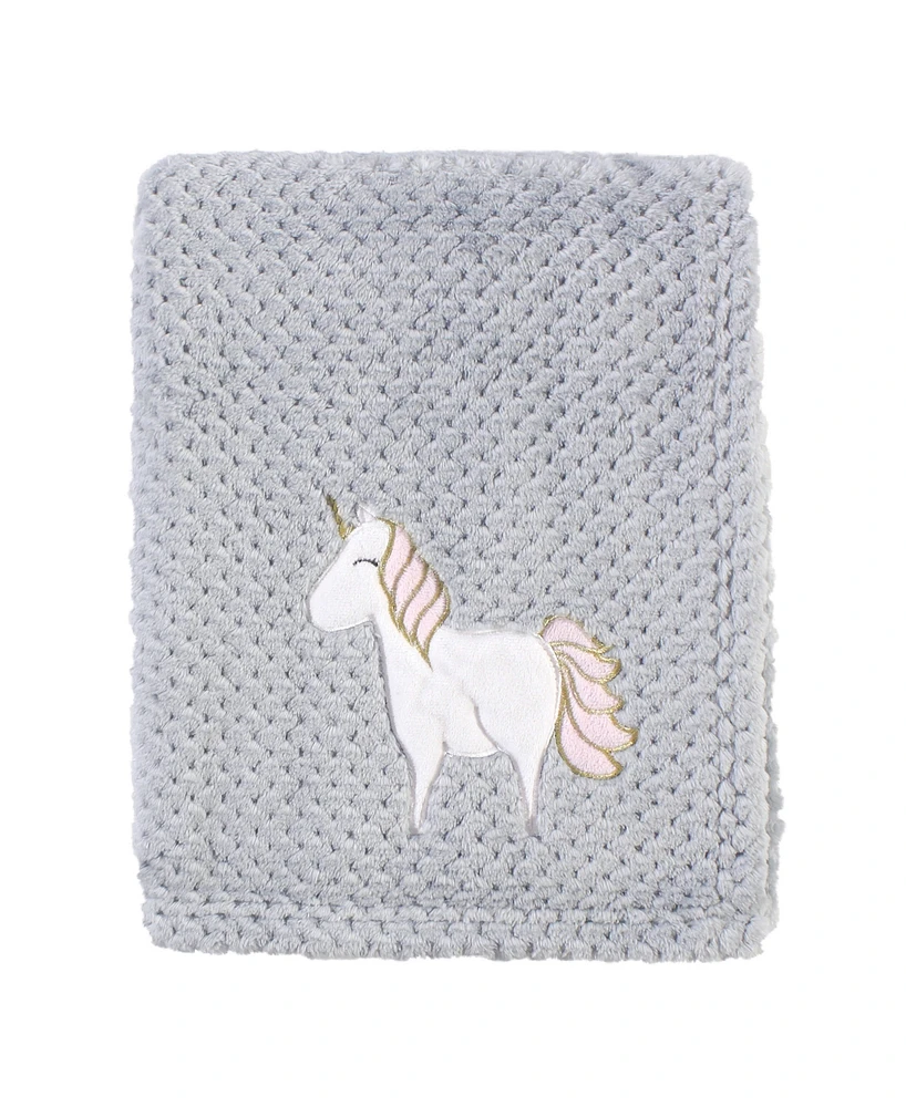 Hudson Baby Infant Girl Plush Waffle Blanket