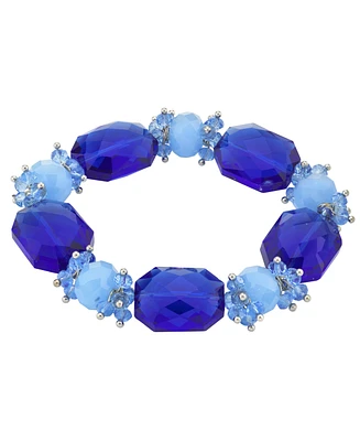 2028 Silver-Tone Beaded Stretch Bracelet