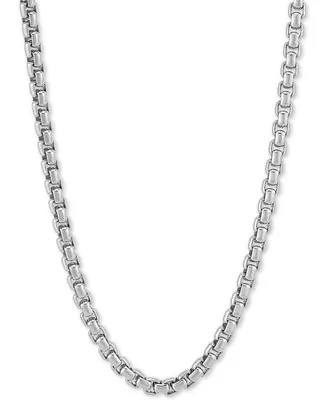 Rounded Box Link 22" Chain Necklace (4mm) in Sterling Silver