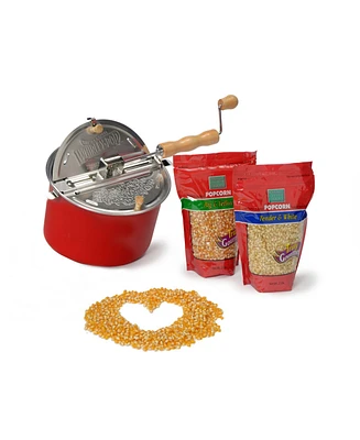 Wabash Valley Farms Red Whirley-Pop Popcorn Popper Set
