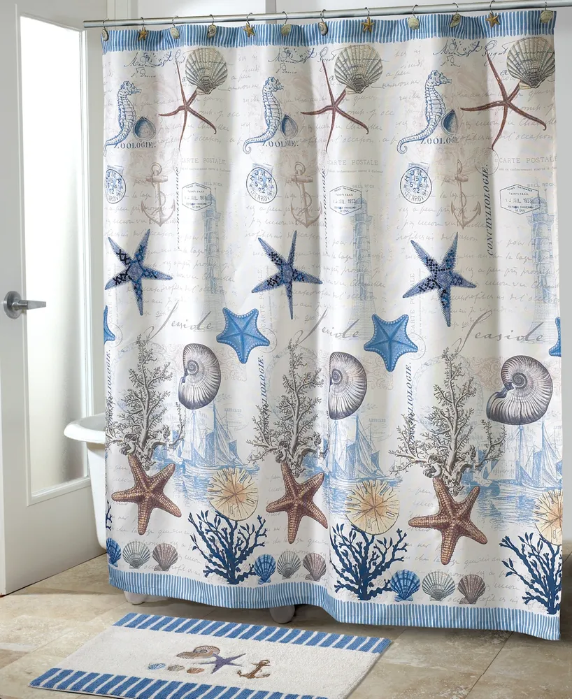Avanti Antigua Starfish & Seashells Printed Shower Curtain, 72" x 72"