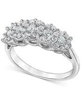 Forever Grown Diamonds Lab-Created Diamond Horizontal Cluster Statement Ring (1 ct. t.w.) in Sterling Silver