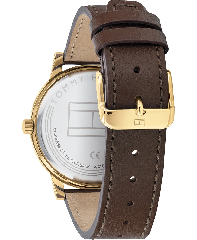 Tommy Hilfiger Men's Brown Leather Strap Watch 42mm, Created for Macy's