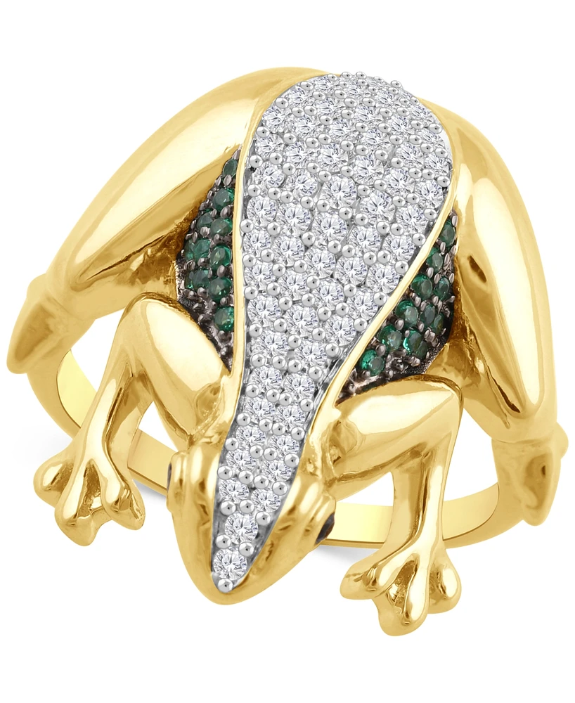 Diamond Frog Statement Ring (1/2 ct. t.w.) Gold over Sterling Silver