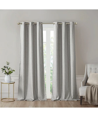 SunSmart Como Tonal Printed Faux Silk Room Darkening Curtain for Bedroom, Grommet Top Design Panels Pair Living Room