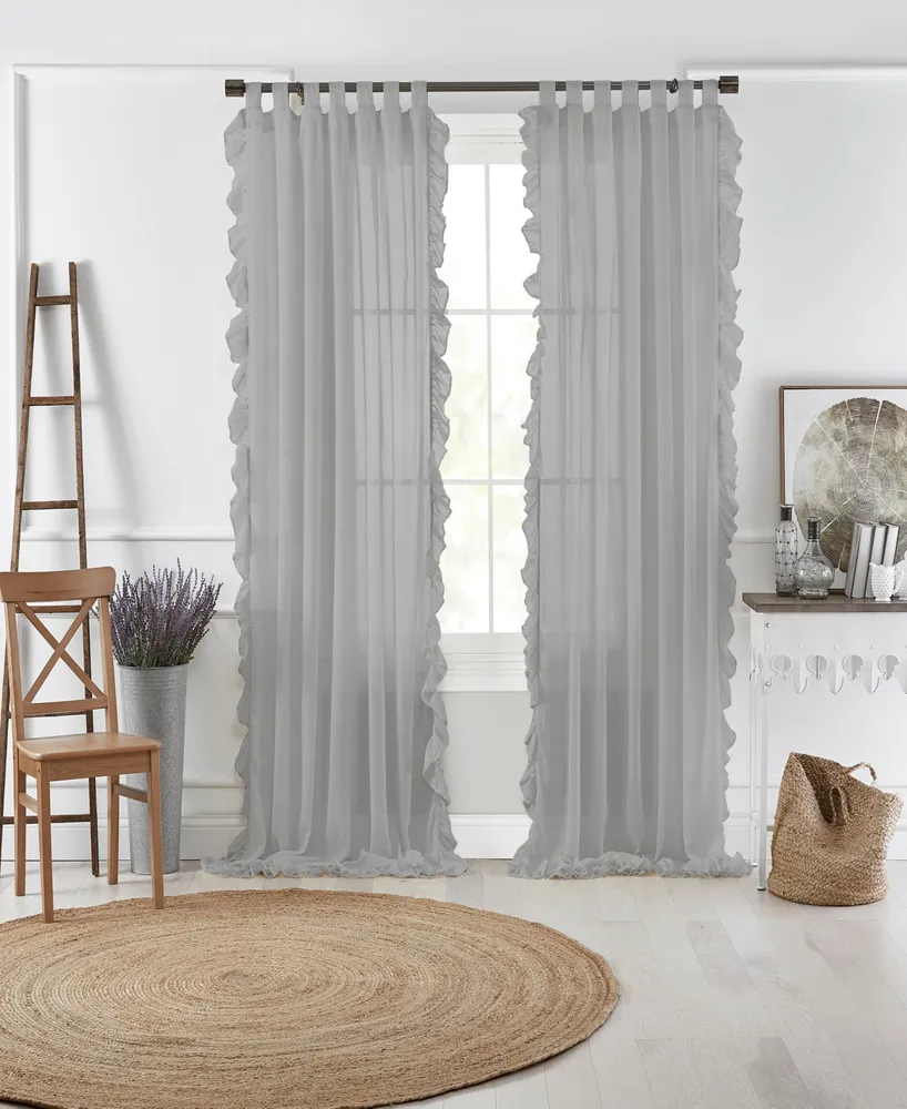 Elrene Home Fashions Bella Tab-Top Ruffle Sheer Window Curtain