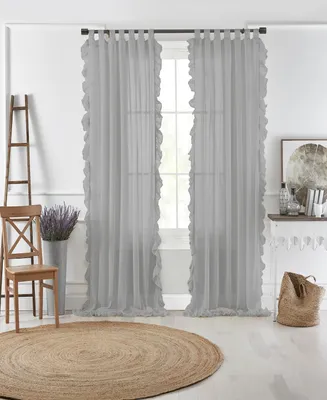 Elrene Home Fashions Bella Tab-Top Ruffle Sheer Window Curtain