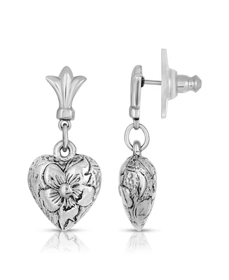 2028 Textured Heart Drop Earrings