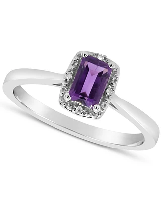 Gemstone and Diamond Accent Ring Sterling Silver