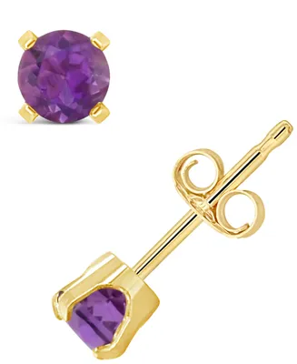Gemstone Stud Earrings 14K Yellow Gold