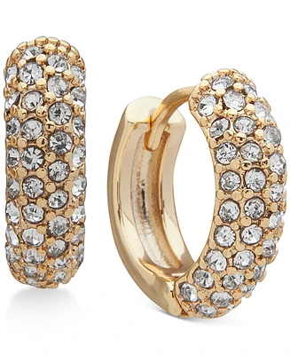 Dkny Gold-Tone Small Micropave Huggie Hoop Earrings, 7/10"