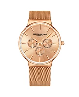 Stuhrling Men's Rose Gold Mesh Stainless Steel Bracelet Watch 39mm