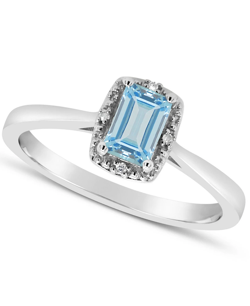 Gemstone and Diamond Accent Ring Sterling Silver