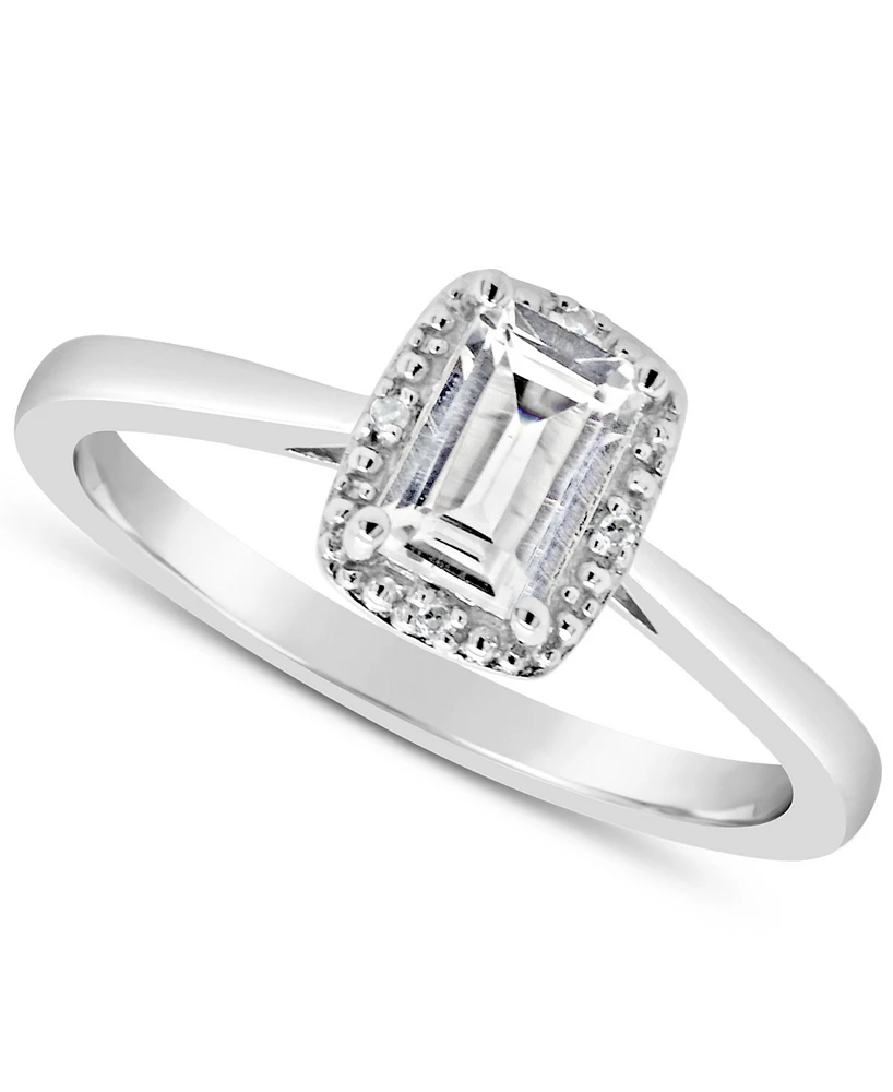 Gemstone and Diamond Accent Ring Sterling Silver
