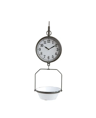 Decorative Vintage-Like Reproduction Enameled Scale Wall Clock, White and Black