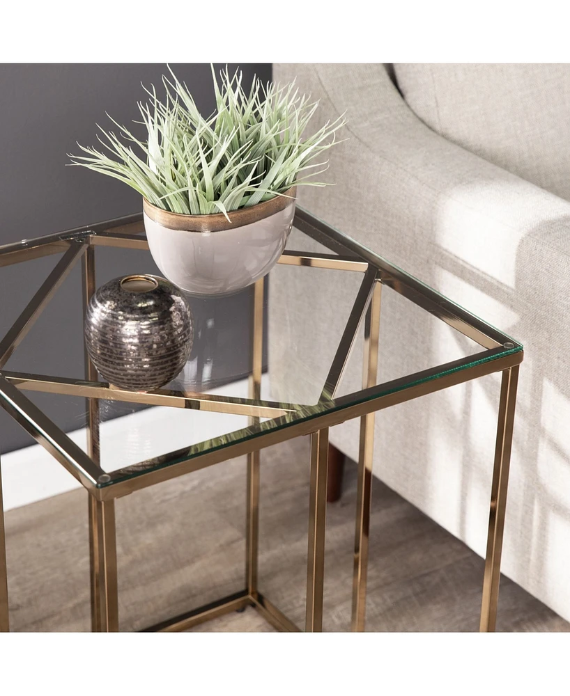 Southern Enterprises Imogen Contemporary End Table with Glass Top