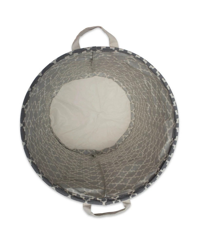 Design Imports Polyethylene Coated Cotton Polyester Laundry Hamper Lattice Round