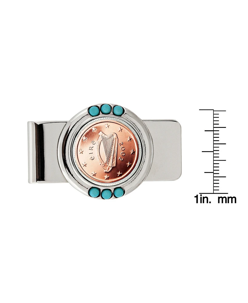Men's American Coin Treasures Irish 2 Euro Coin Turquoise Money Clip