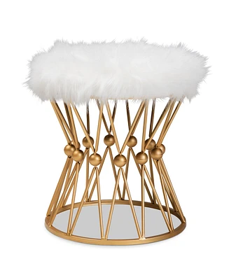 Furniture Catrina Glam and Luxe Upholstered Ottoman