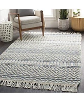 Closeout Livabliss Farmhouse Tassels Fts Denim Rug