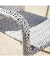 Noble House Aurora Outdoor Armed Stack Chairs with Frame, Set of 2