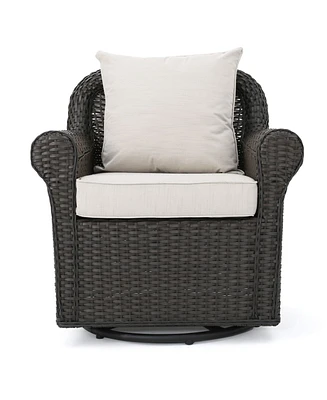 Noble House Amaya Outdoor Swivel Rocking Chair with Cushions
