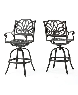 Noble House Alfresco Outdoor Cast Barstools, Set of 2