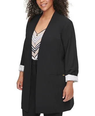 Calvin Klein Plus Collarless Open-Front Topper Jacket