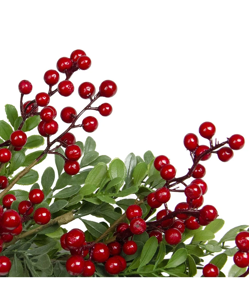 Northlight Berries and Two Tone Leaves Artificial Christmas Wreath-Unlit