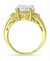Macy's Cubic Zirconia Round Center Stone 18K Gold Plate Ring