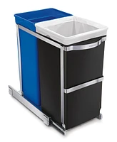 simplehuman 35 Liter Under Counter Pull-Out Kitchen Trash Can Recycler, Heavy-Duty Steel Frame