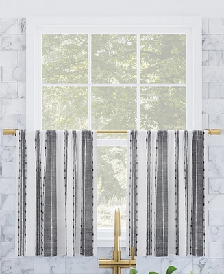 Slub Texture Stripe Cotton Cafe Curtain Pair