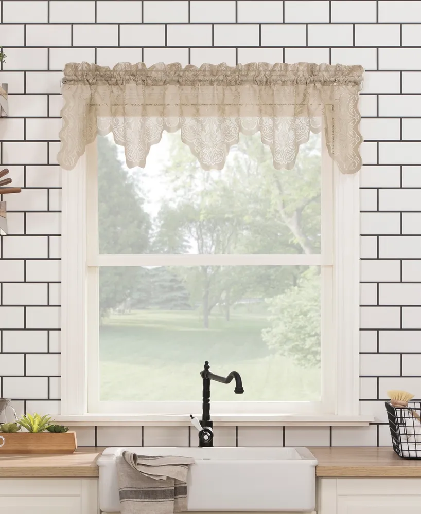 Alison Floral Lace Sheer Rod Pocket Kitchen Curtain Valance