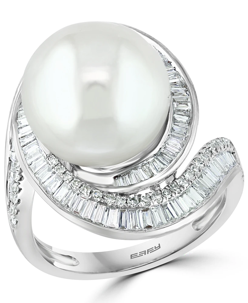 Effy Cultured Freshwater Pearl (12-1/2mm) & Diamond (3/4 ct. t.w.) Ring 14k White Gold (Also Available Yellow Rose Gold)