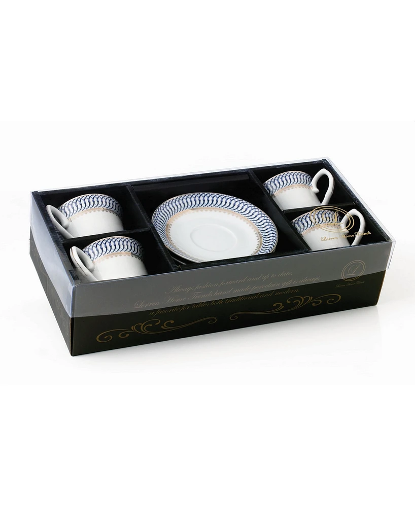 Lorren Home Trends 8 Piece 8oz Tea or Coffee Cup and Saucer Set