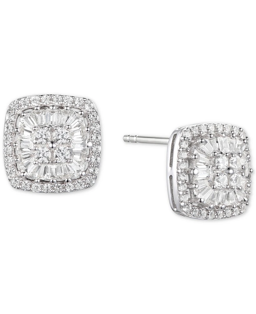 Diamond Baguette Square Stud Earrings (1/2 ct. t.w.) 14k Gold , White or Rose