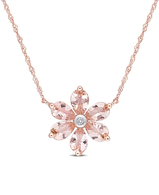 Morganite and Diamond Accent Floral Necklace