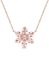 Morganite and Diamond Accent Floral Necklace